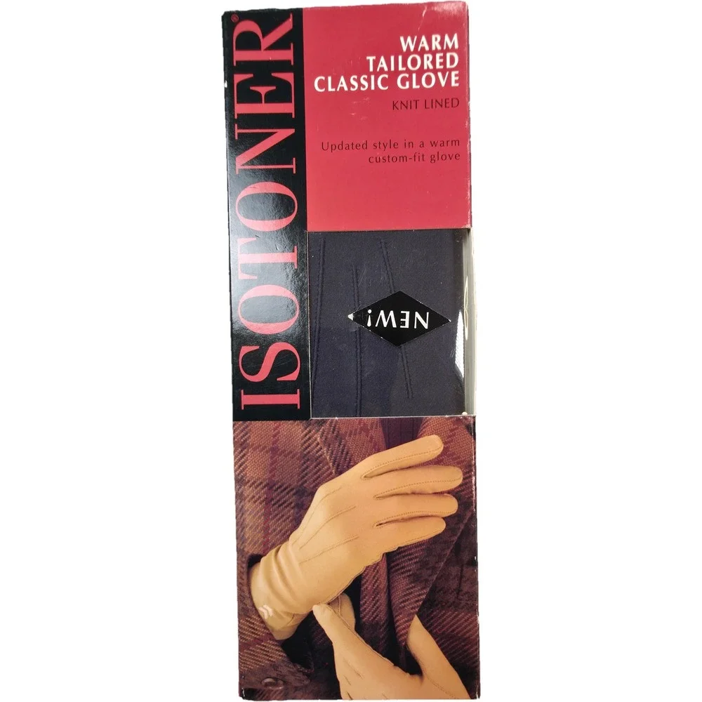 Isotoner Classic Gloves Women One Size Navy Blue Knit Lined New
